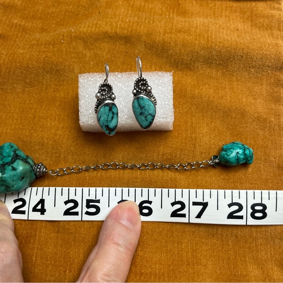 Turquoise & 925 Silver Super Chunky 24” Necklace. Earrings sold separately - Picture 5 of 8